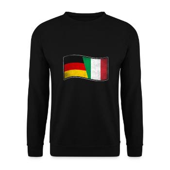 Italien Design für stolze Deutsch-Italiener - Unisex Pullover - Schwarz - Vorne - Alina (178cm) & Michal (187cm)