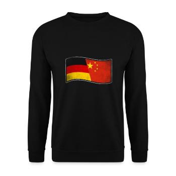 China Design für stolze Deutsch-Chinesen - Unisex Pullover - Schwarz - Vorne - Alina (178cm) & Michal (187cm)