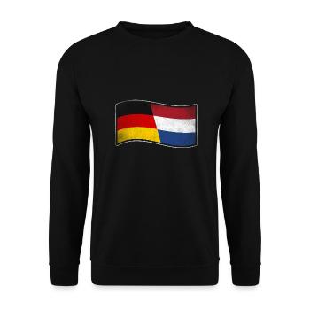 Niederlande Design für stolze Deutsch-Niederländer - Unisex Pullover - Schwarz - Vorne - Alina (178cm) & Michal (187cm)