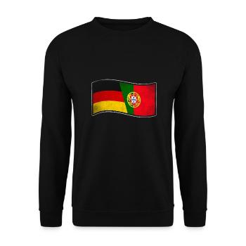 Portugal Design für stolze Deutsch-Portugiesen - Unisex Pullover - Schwarz - Vorne - Alina (178cm) & Michal (187cm)