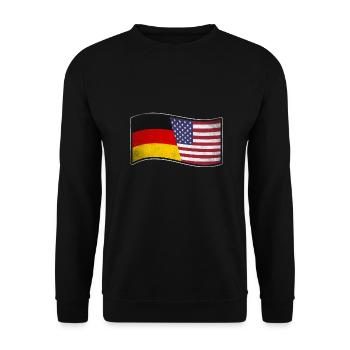 USA Design für stolze Deutsch-Amerikaner - Unisex Pullover - Schwarz - Vorne - Alina (178cm) & Michal (187cm)