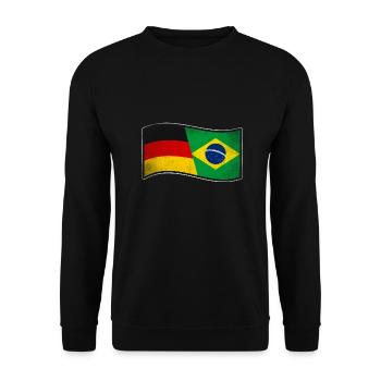 Brasilien Design für stolze Deutsch-Brasilianer - Unisex Pullover - Schwarz - Vorne - Alina (178cm) & Michal (187cm)