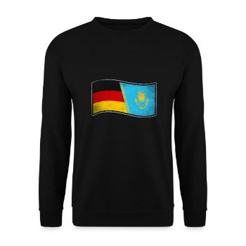 Kasachstan Design für stolze Deutsch-Kasachen - Unisex Pullover - Schwarz - Vorne - Alina (178cm) & Michal (187cm)