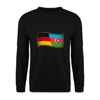 Aserbaidschan Design für Deutsch-Aserbaidschaner - Unisex Pullover - Schwarz - Vorne - Alina (178cm) & Michal (187cm)