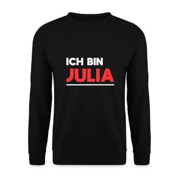 Julia Name Spruch für stolze Julias - Unisex Pullover - Schwarz - Vorne - Alina (178cm) & Michal (187cm)