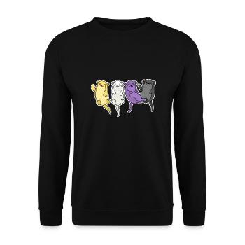 Nichtbinäres Flaggenotter-Design für stolze Enbys - Unisex Pullover - Schwarz - Vorne - Alina (178cm) & Michal (187cm)