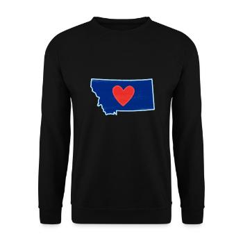 Liebe Montana Kartendesign für stolze Montaner - Unisex Pullover - Schwarz - Vorne - Alina (178cm) & Michal (187cm)