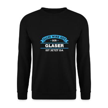 Glaser Design für stolze Handwerker - Unisex Pullover - Schwarz - Vorne - Alina (178cm) & Michal (187cm)