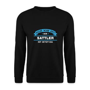 Sattler Design für stolze Handwerker - Unisex Pullover - Schwarz - Vorne - Alina (178cm) & Michal (187cm)