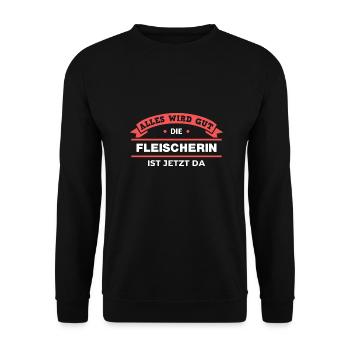 Fleischerin Design für stolze Handwerker - Unisex Pullover - Schwarz - Vorne - Alina (178cm) & Michal (187cm)