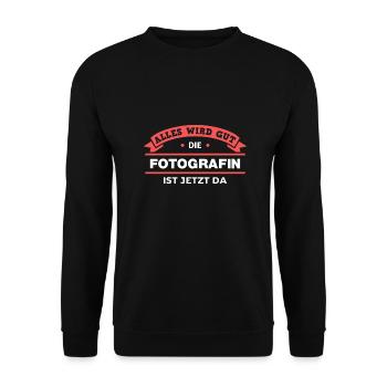 Fotografin Design für stolze Profis - Unisex Pullover - Schwarz - Vorne - Alina (178cm) & Michal (187cm)