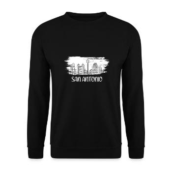 San Antonio Skyline Sketch Design for Proud San - Unisex Sweatshirt - black - Front - Alina (178cm) & Michal (187cm)