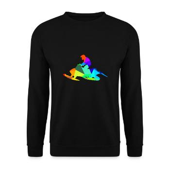 Snowmobile Skibob Rainbow Polygon Vehicle - Unisex Sweatshirt - black - Front - Alina (178cm) & Michal (187cm)