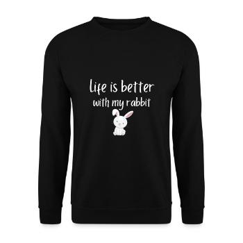 life is better with my rabbit - Unisex Sweatshirt - black - Front - Alina (178cm) & Michal (187cm)