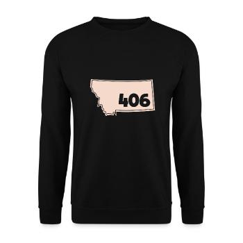 Vorwahl Montana Kartendesign für stolze Montaner - Unisex Pullover - Schwarz - Vorne - Alina (178cm) & Michal (187cm)