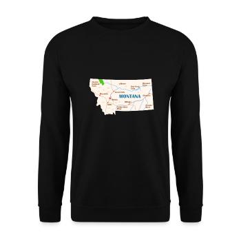 Montana Map Design für stolze Montaner - Unisex Pullover - Schwarz - Vorne - Alina (178cm) & Michal (187cm)