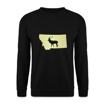 Elks of Montana Kartendesign für stolze Montaner - Unisex Pullover - Schwarz - Vorne - Alina (178cm) & Michal (187cm)