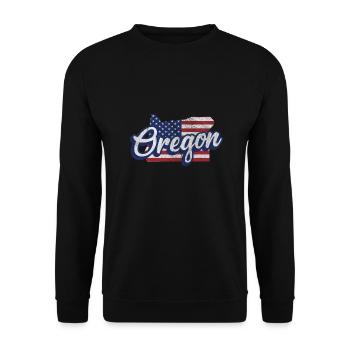 US Flagge Oregon Design für stolze Oregonians - Unisex Pullover - Schwarz - Vorne - Alina (178cm) & Michal (187cm)