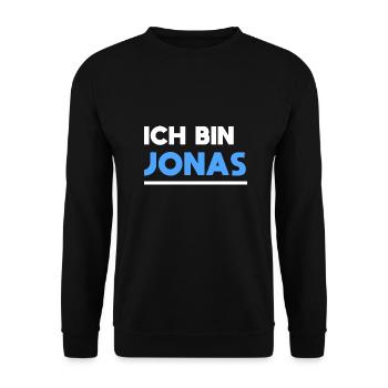 Jonas Name Spruch für stolze Jonas - Unisex Pullover - Schwarz - Vorne - Alina (178cm) & Michal (187cm)