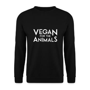 VEGAN FOR THE ANIMALS white - Unisex Sweatshirt - black - Front - Alina (178cm) & Michal (187cm)