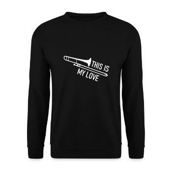 This is my love Posaune - Unisex Pullover - Schwarz - Vorne - Alina (178cm) & Michal (187cm)