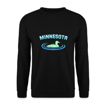 Duck Minnesota Design für stolze Minnesotaner - Unisex Pullover - Schwarz - Vorne - Alina (178cm) & Michal (187cm)