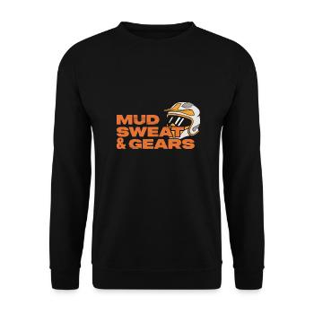 Mud Sweat & Gears ATV Design für Quad-Fahrer - Unisex Pullover - Schwarz - Vorne - Alina (178cm) & Michal (187cm)