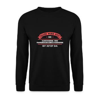 Fahrzeugbaumechanikerin Design für Handwerker - Unisex Pullover - Schwarz - Vorne - Alina (178cm) & Michal (187cm)