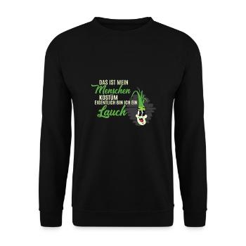 Das Ist Menschenkostüm Ich Bin Lauch Tier Vegan - Unisex Pullover - Schwarz - Vorne - Alina (178cm) & Michal (187cm)