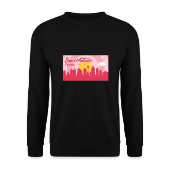 San Antonio Texas Skyline Design for Proud San - Unisex Sweatshirt - black - Front - Alina (178cm) & Michal (187cm)