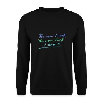 Hard Work More Luck Design für stolze, motivierte - Unisex Pullover - Schwarz - Vorne - Alina (178cm) & Michal (187cm)