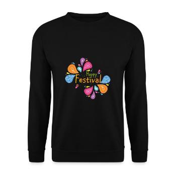 Happy Festival Flower Power Gift 70s Love - Unisex Sweatshirt - black - Front - Alina (178cm) & Michal (187cm)