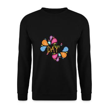 Happy Day Peace Flower Power Gift Love 70s - Unisex Sweatshirt - black - Front - Alina (178cm) & Michal (187cm)