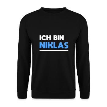 Niklas Name Spruch für stolze Niklas - Unisex Pullover - Schwarz - Vorne - Alina (178cm) & Michal (187cm)