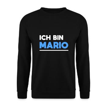 Mario Name Spruch für stolze Marios - Unisex Pullover - Schwarz - Vorne - Alina (178cm) & Michal (187cm)