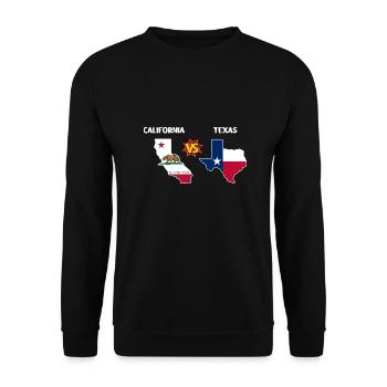 Anti-Kalifornien-Texas-Design für stolze Texaner - Unisex Pullover - Schwarz - Vorne - Alina (178cm) & Michal (187cm)