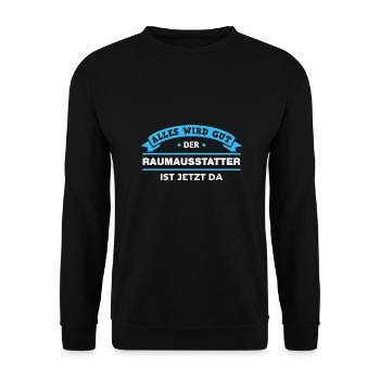 Raumausstatter Design für stolze Handwerker - Unisex Pullover - Schwarz - Vorne - Alina (178cm) & Michal (187cm)