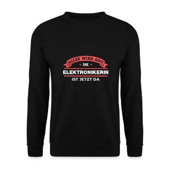 Elektronikerin Design für stolze Handwerker - Unisex Pullover - Schwarz - Vorne - Alina (178cm) & Michal (187cm)