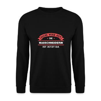 Maßschneiderin Design für stolze Handwerker - Unisex Pullover - Schwarz - Vorne - Alina (178cm) & Michal (187cm)