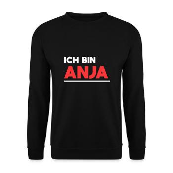 Anja Name Spruch für stolze Anjas - Unisex Pullover - Schwarz - Vorne - Alina (178cm) & Michal (187cm)
