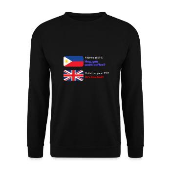 Hey, du willst Kaffeedesign für stolze Pinoys - Unisex Pullover - Schwarz - Vorne - Alina (178cm) & Michal (187cm)