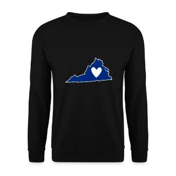 Liebe Virginia Kartendesign für stolze Virginianer - Unisex Pullover - Schwarz - Vorne - Alina (178cm) & Michal (187cm)