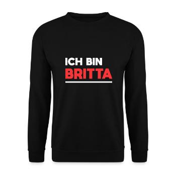 Britta Name Spruch für stolze Brittas - Unisex Pullover - Schwarz - Vorne - Alina (178cm) & Michal (187cm)