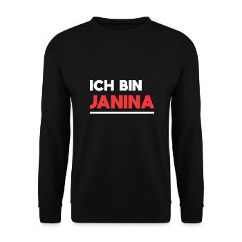 Janina Name Spruch für stolze Janinas - Unisex Pullover - Schwarz - Vorne - Alina (178cm) & Michal (187cm)