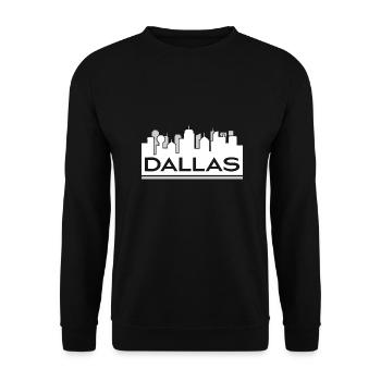 Skyline der Stadt Dallas Design für stolze Texaner - Unisex Pullover - Schwarz - Vorne - Alina (178cm) & Michal (187cm)