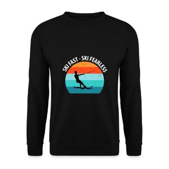 Wasserskier Wasserski Wasserskifahrer - Unisex Pullover - Schwarz - Vorne - Alina (178cm) & Michal (187cm)
