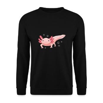Rosa Unterwasser-Axolotl-Design für Axolotl Fans - Unisex Pullover - Schwarz - Vorne - Alina (178cm) & Michal (187cm)