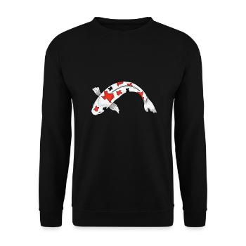 Sanke Koi-Fischdesign für Koi-Teich-Besitzer - Unisex Pullover - Schwarz - Vorne - Alina (178cm) & Michal (187cm)