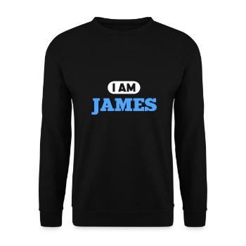 James Name Spruch für stolzen James - Unisex Pullover - Schwarz - Vorne - Alina (178cm) & Michal (187cm)