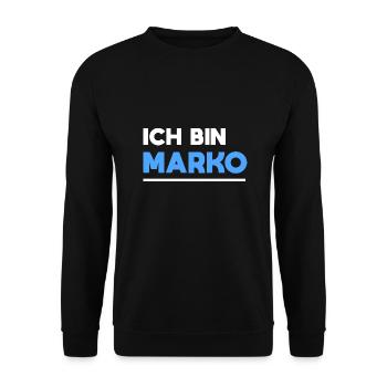 Marko Name Spruch für stolze Markos - Unisex Pullover - Schwarz - Vorne - Alina (178cm) & Michal (187cm)